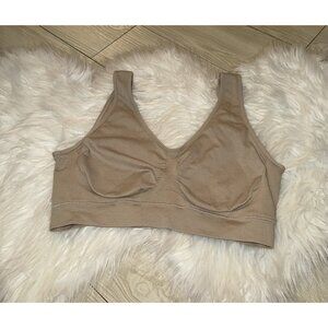 ABC 136 Mastectomy Bralette Bra Wire Free Pocketed Womens L Large Beige